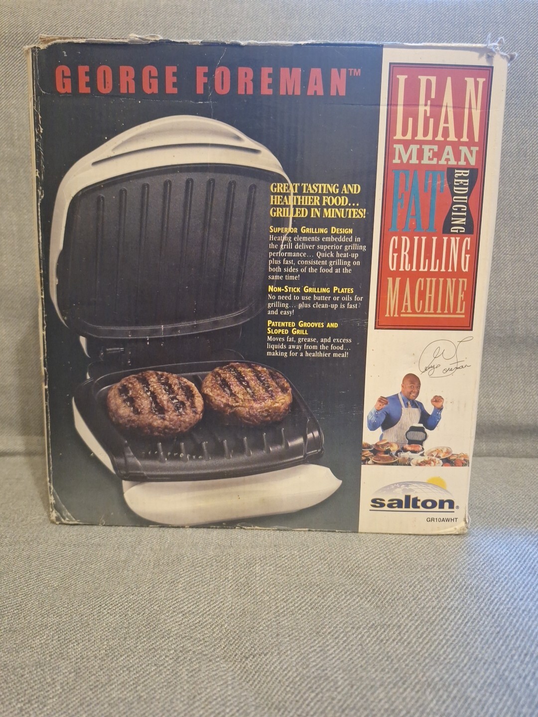 George Foreman Grill Lean Mean Fat Reducing Grilling Griddle GR10A White -NEW-