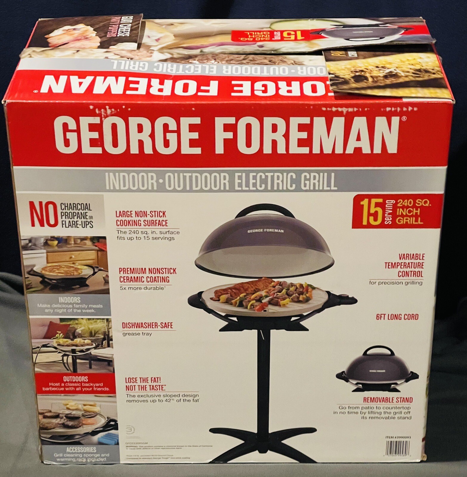 George Foreman 15 Serving 240 Sq. inch Indoor/Outdoor Electric Grill W/Stand