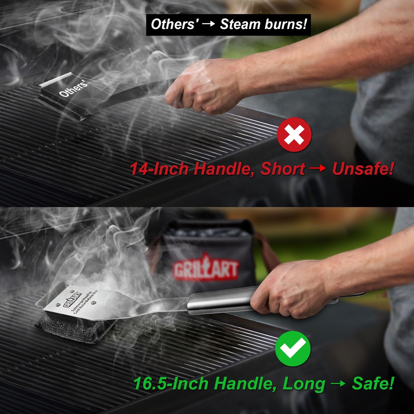 GRILLART Grill Brush Bristle Free, Safe Grill Brush for Outdoor Grill, SteamWiza