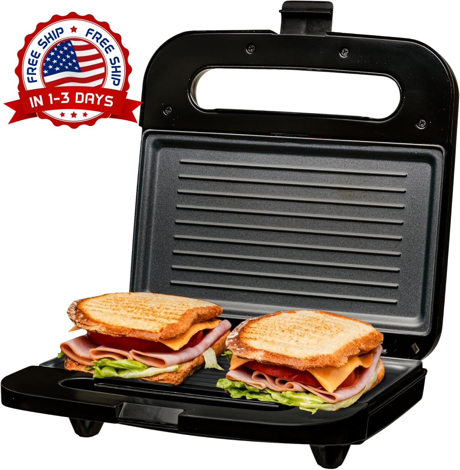 Prensa Eléctrica Antiadherente Para Parrilla Panini 750 watts (Nerga) NUEVO US