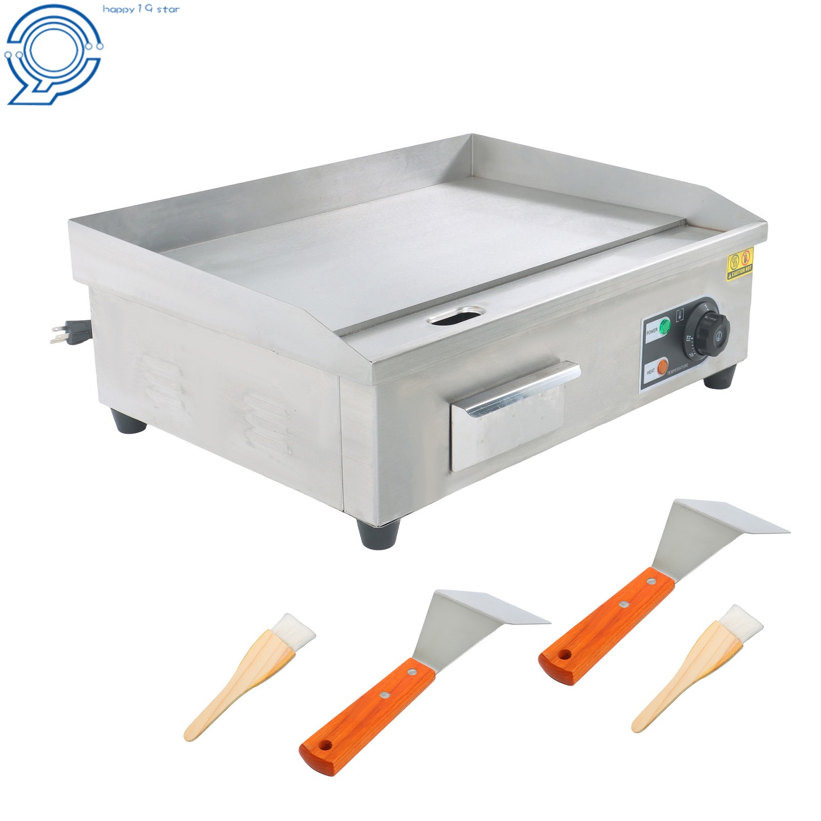 22″ 122℉-572℉ Commercial Electric Griddle 1600W Countertop Flat Top Grill