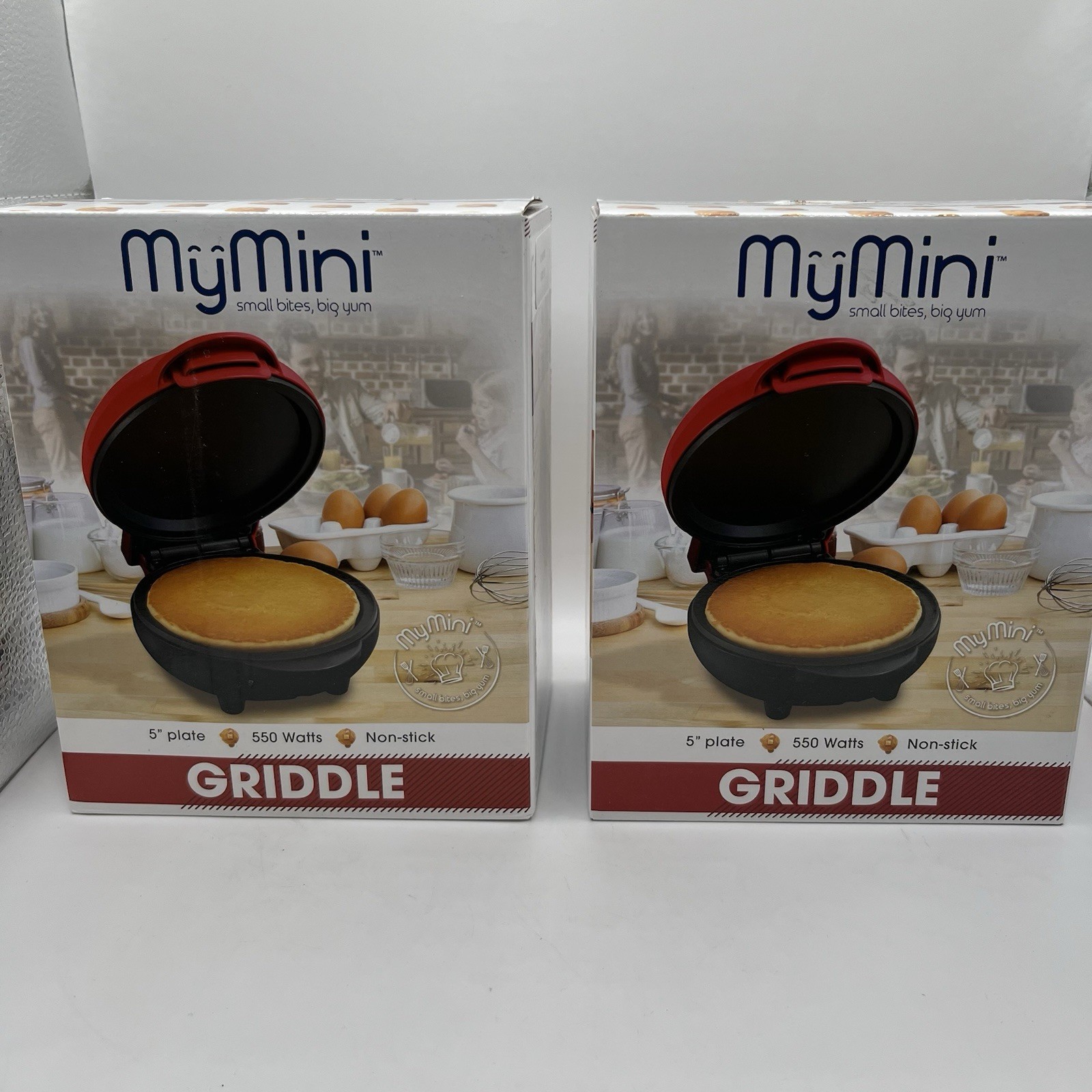MyMini 5” Electric Griddle Red 550W Nonstick Pancake Maker Lot of 2