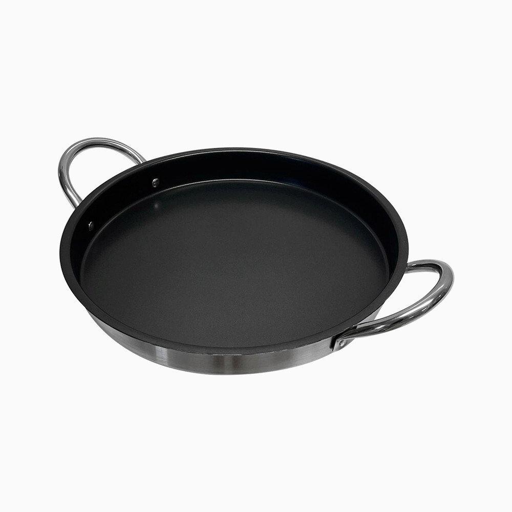 HD 21″ Round Stainless Steel Flat Comal Griddle Pan Grill Tray Cook Non-Stick