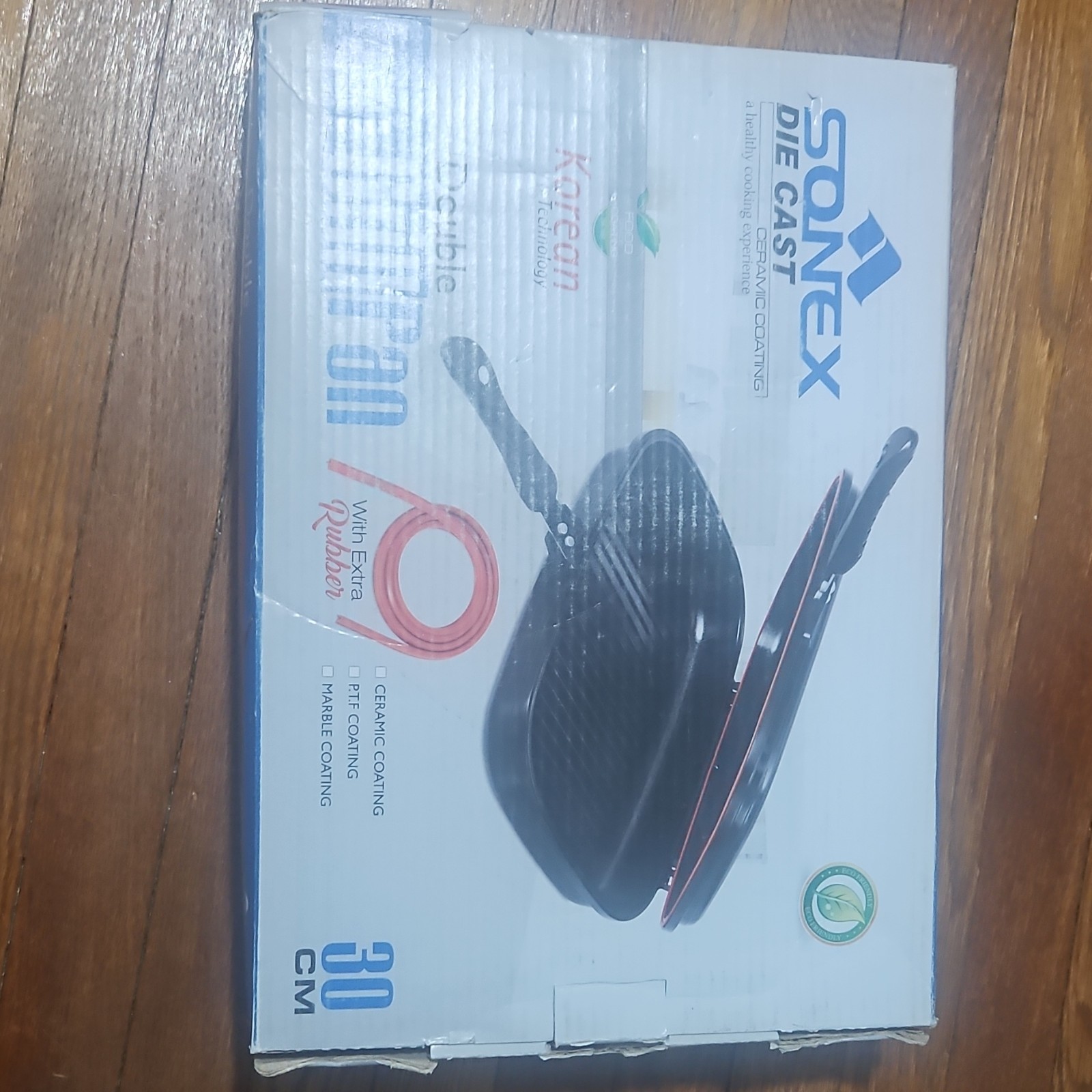 Sonex Double Grill & Griddle Pan 30cm Die-Cast Aluminum Marble Coating