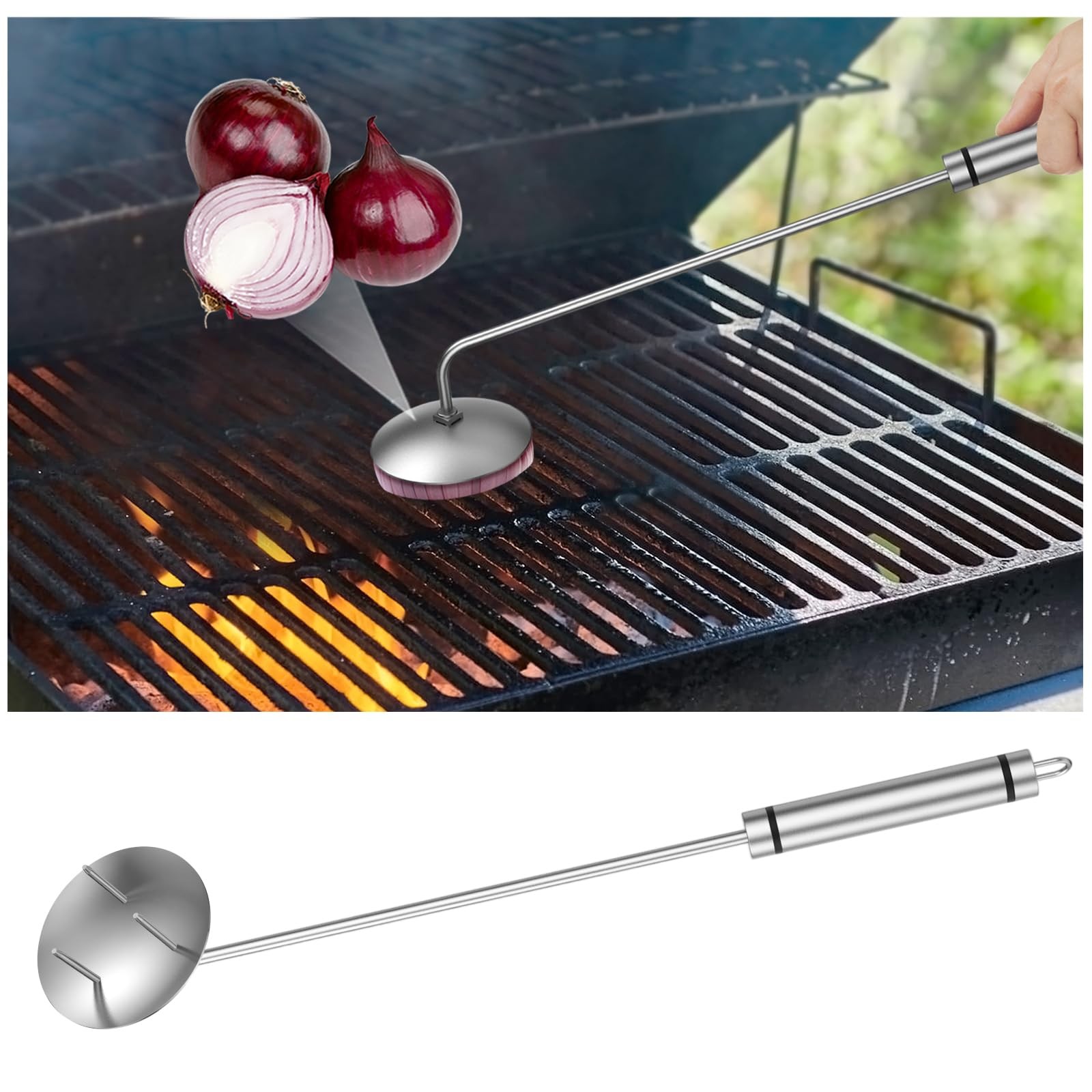 Onion Holder Grill Brush, BBQ Brush Bristle Free for Stainless Steel