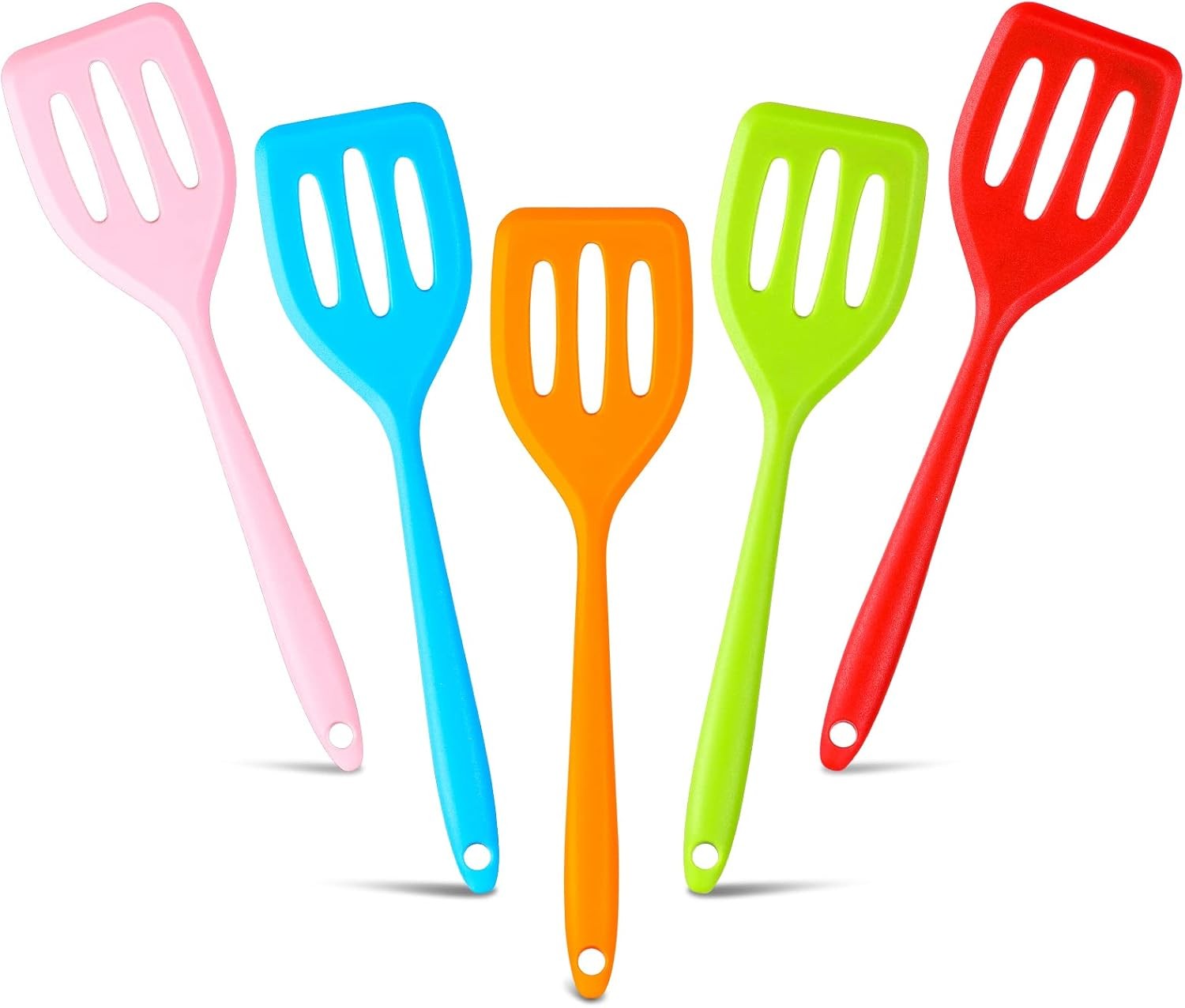5 Pack Small Silicone Spatula Mini Rubber M, Red, Blue, Green, Orange, Pink