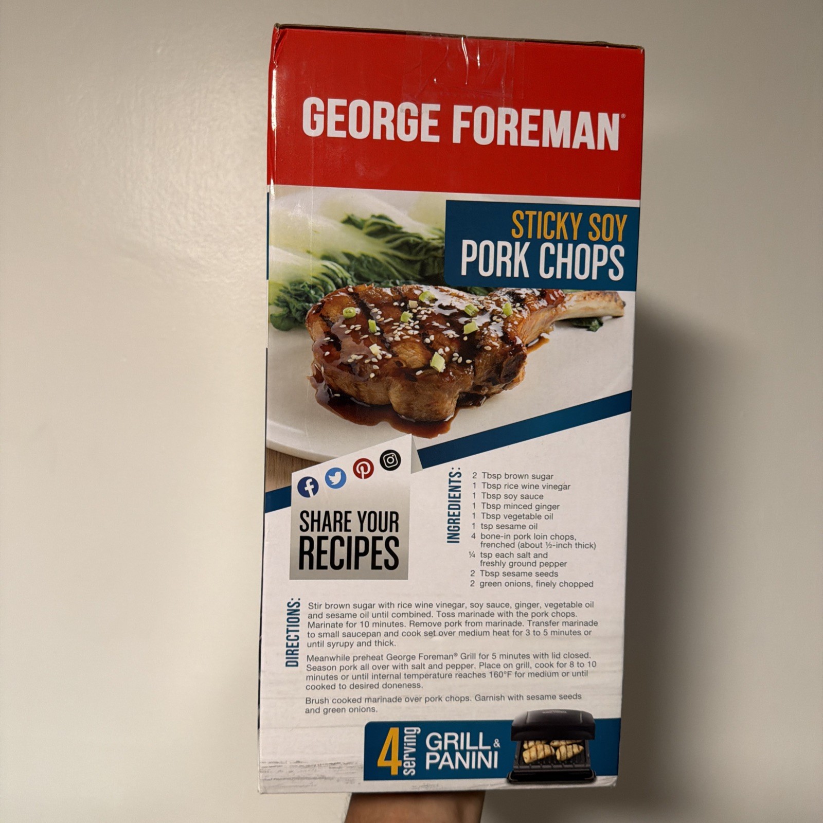 GEORGE FOREMAN GRILL & Panini 4 Serving 60sq In , MODEL GRP1060B, NEW IN BOX!
