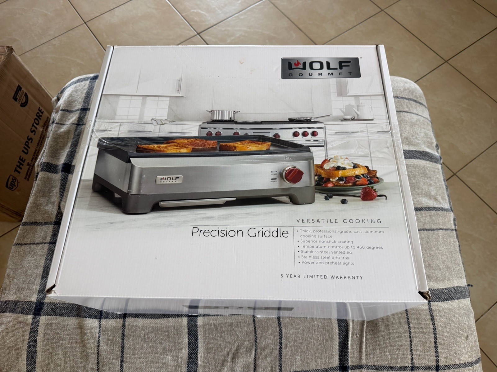 NEW Wolf Gourmet WGGR100S Red Knob Stainless Electric Precision Griddle SEALED