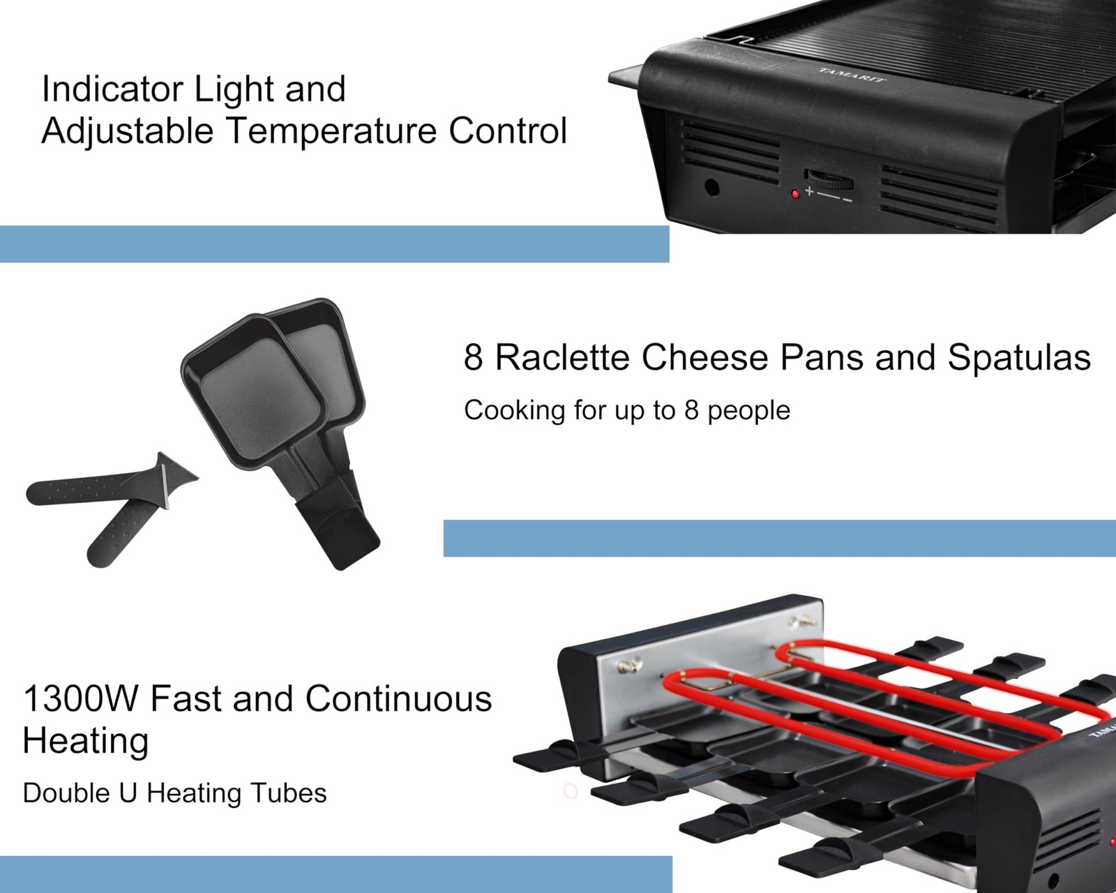 Raclette Table Grill for 8, 2 in 1 Small Swiss Style PFAS-No Nonstick Reversi…