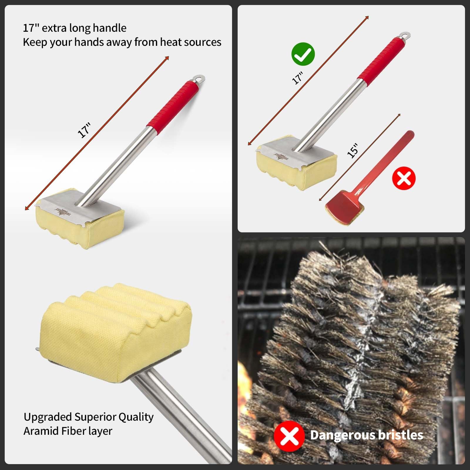 XUDAKAIXIN Grill Brush Bristle Free,Aramid Fiber Wavy Pad Seamless-Fit Yellow