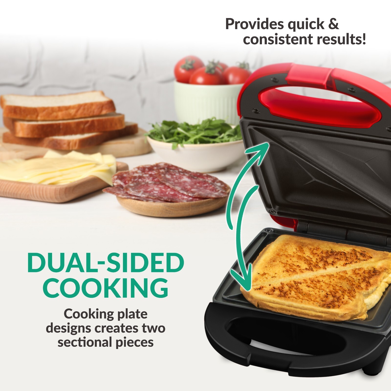 Compact Sandwich Maker, Ideal for Grilled Cheese and Breakfast Sandwiches