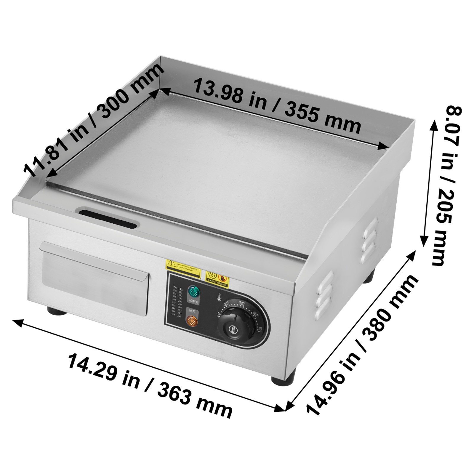 Uimoso Commercial Electric Griddle Countertop Flat Grill 14×12 Inch Cooking Area