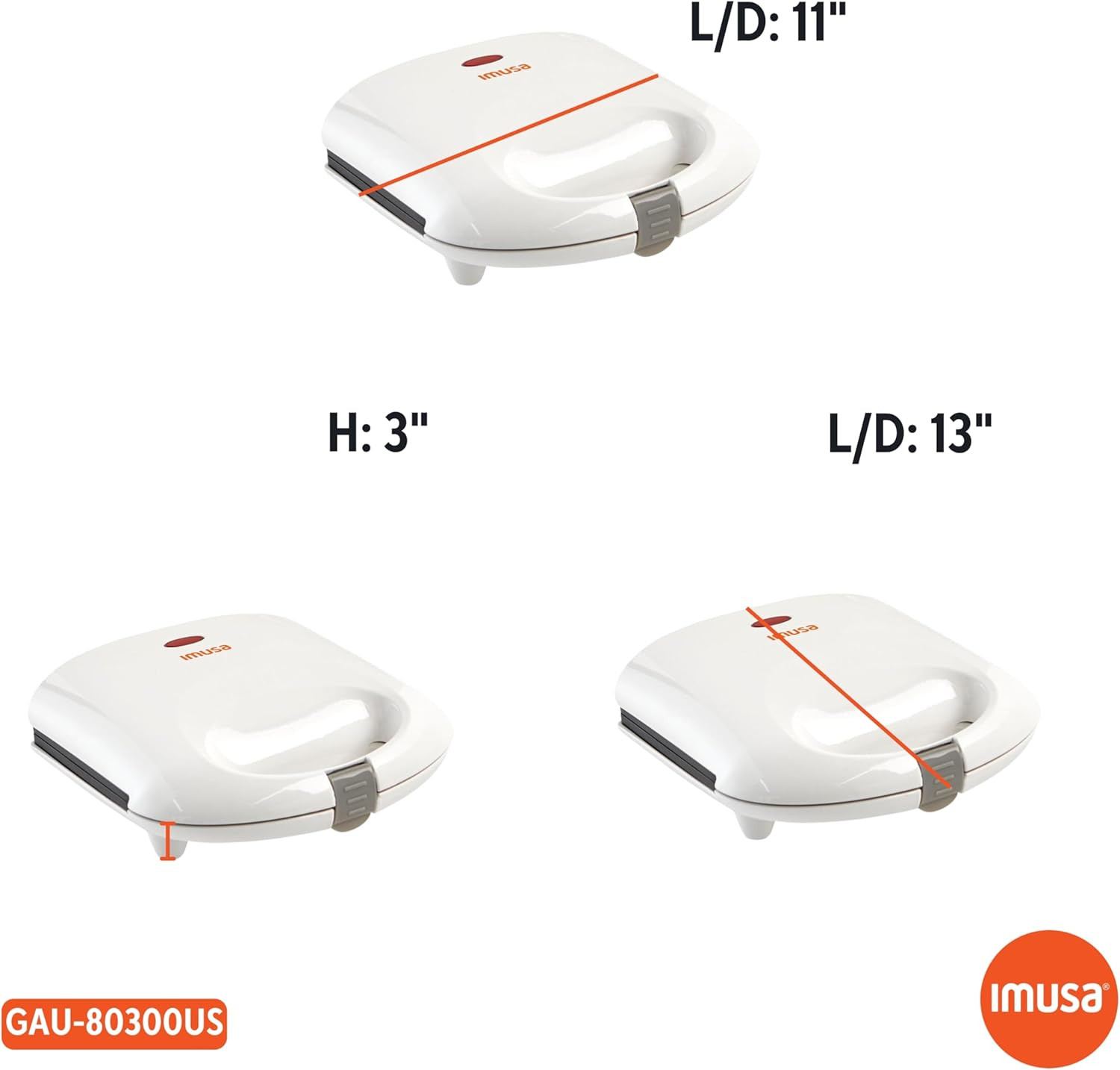 Imusa USA GAU-80300 4 Slot Electric Arepa Maker with Nonstick Surface (1,200-Wat