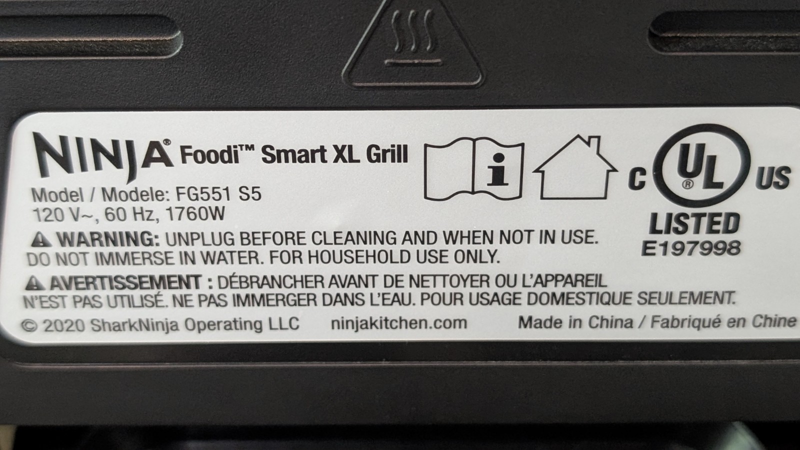 Ninja Foodi Smart XL Grill FG551 Base Unit w/ Grate Thermometer READ Description