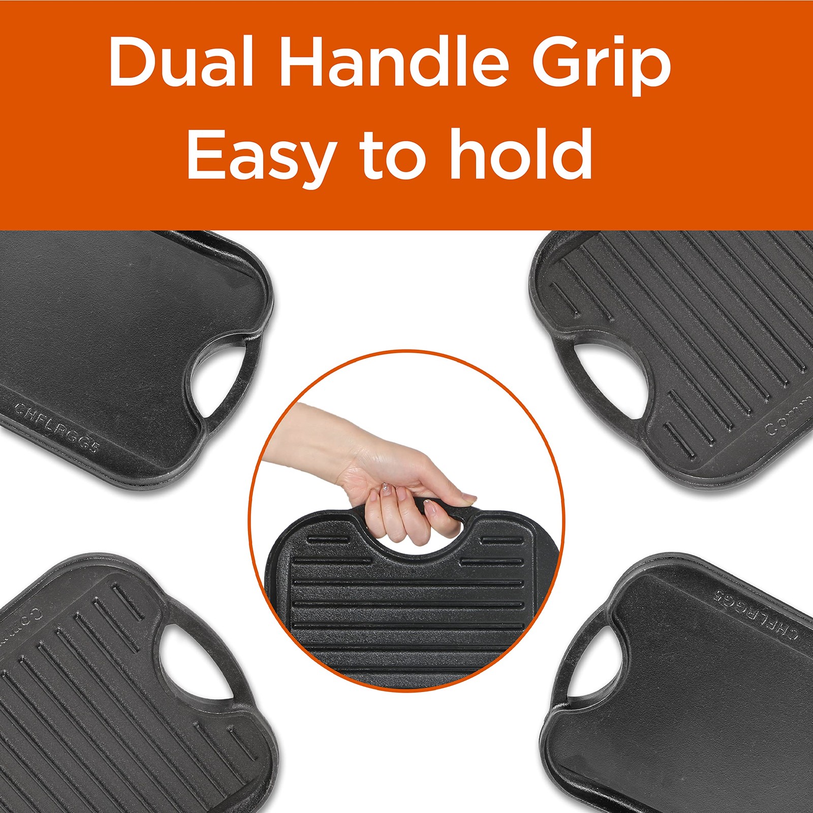 Commercial Chef Reversible Grill Top Griddle Cast Iron CHFLRGG5