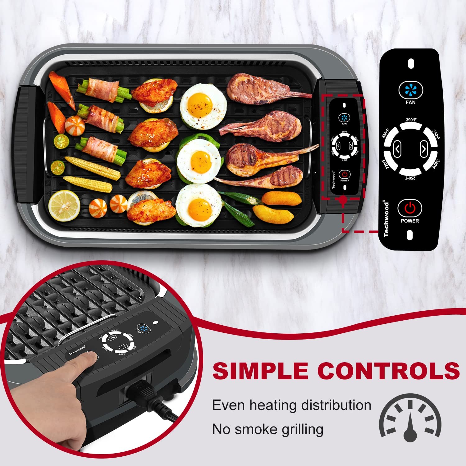 Techwood Indoor Grill Smokeless Grill, 1500W Indoor Korean BBQ Electric Table…