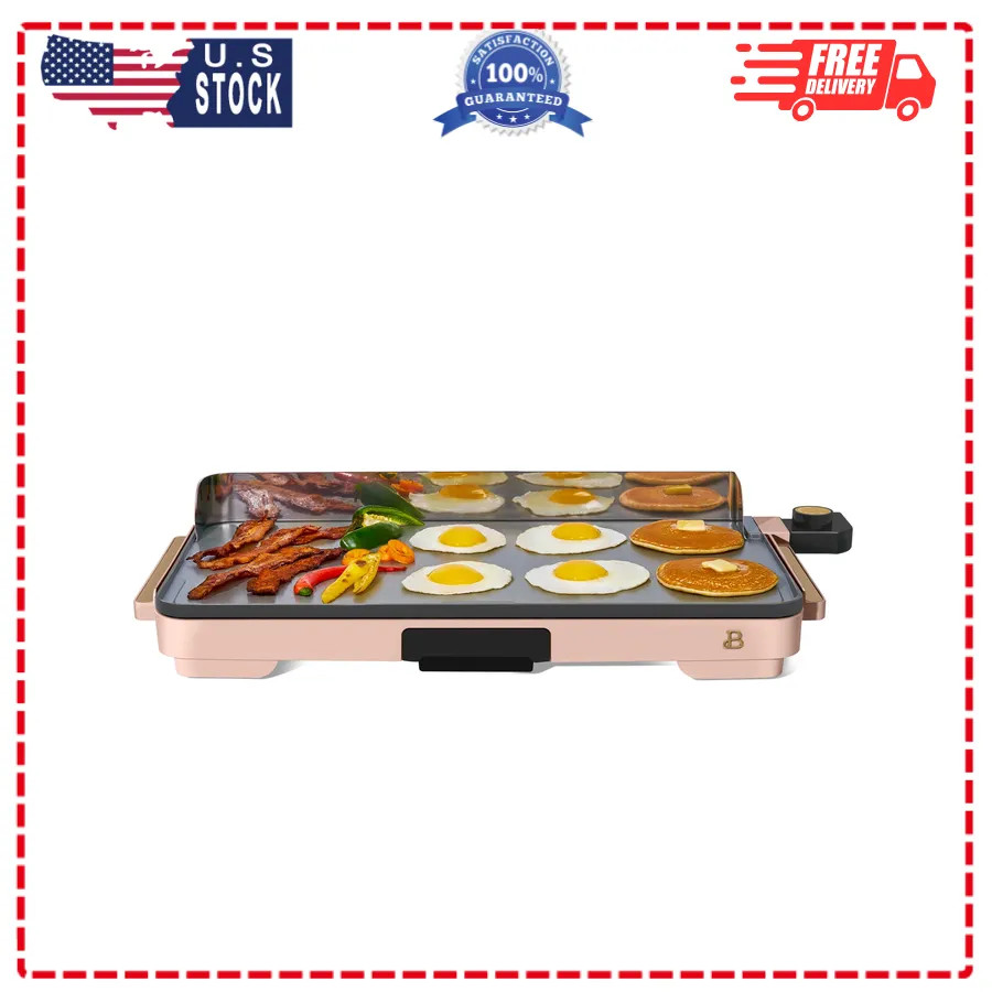 Beautiful Drew Barrymore 12×22 Inch XL Electric Nonstick Griddle Rose Gold