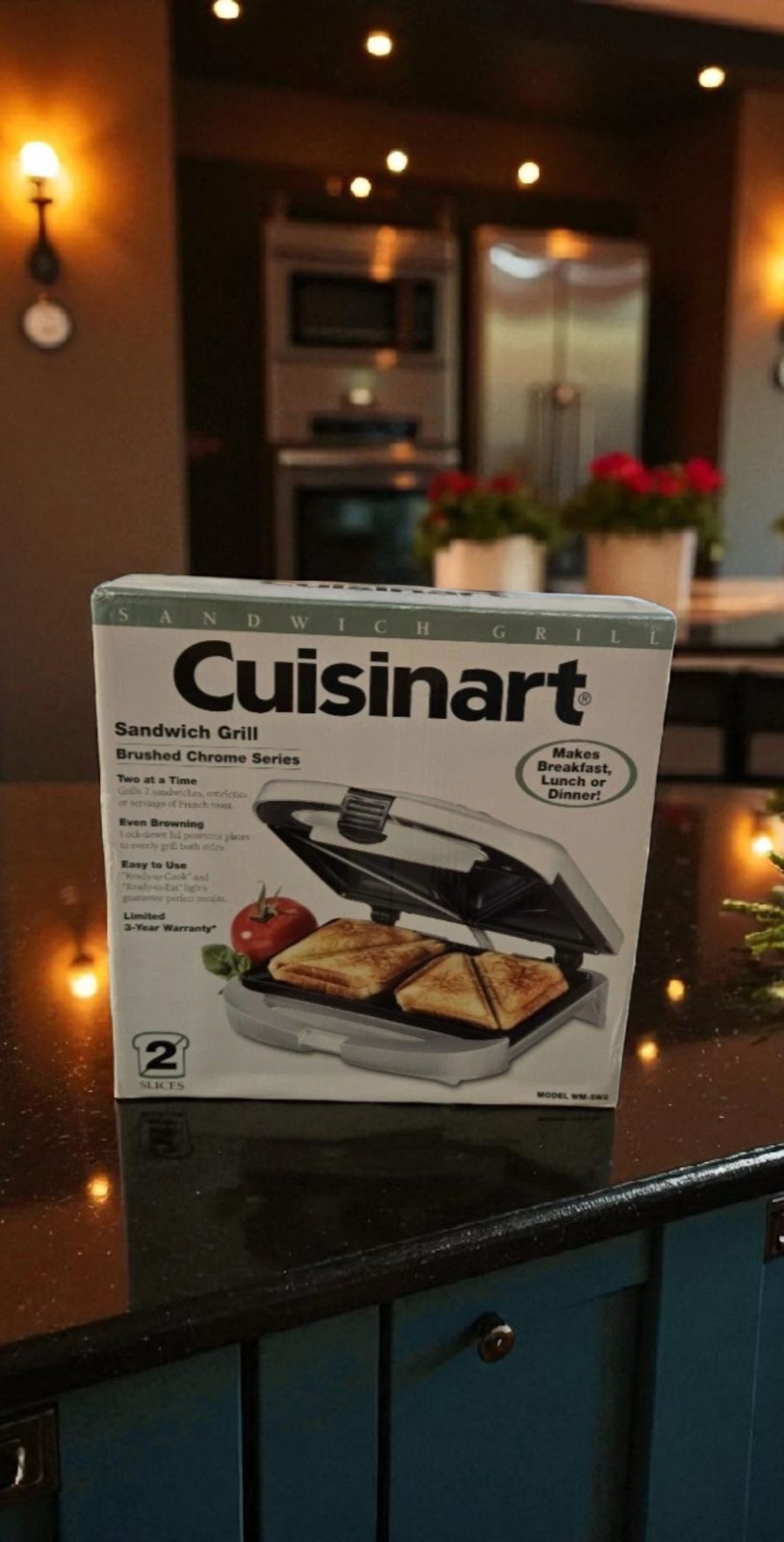NEW Cuisinart Sandwich Grill Brushed Chrome Series WM-SW2 – Makes 2 Sandwiches!