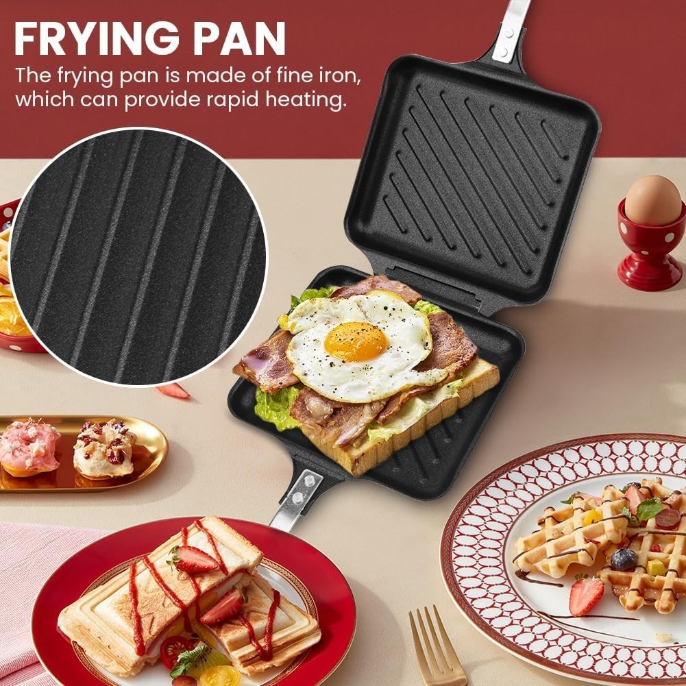 Hot Sandwich Maker, Grilled Panini Maker Non-Stick Double Sided Flip Panini Pres