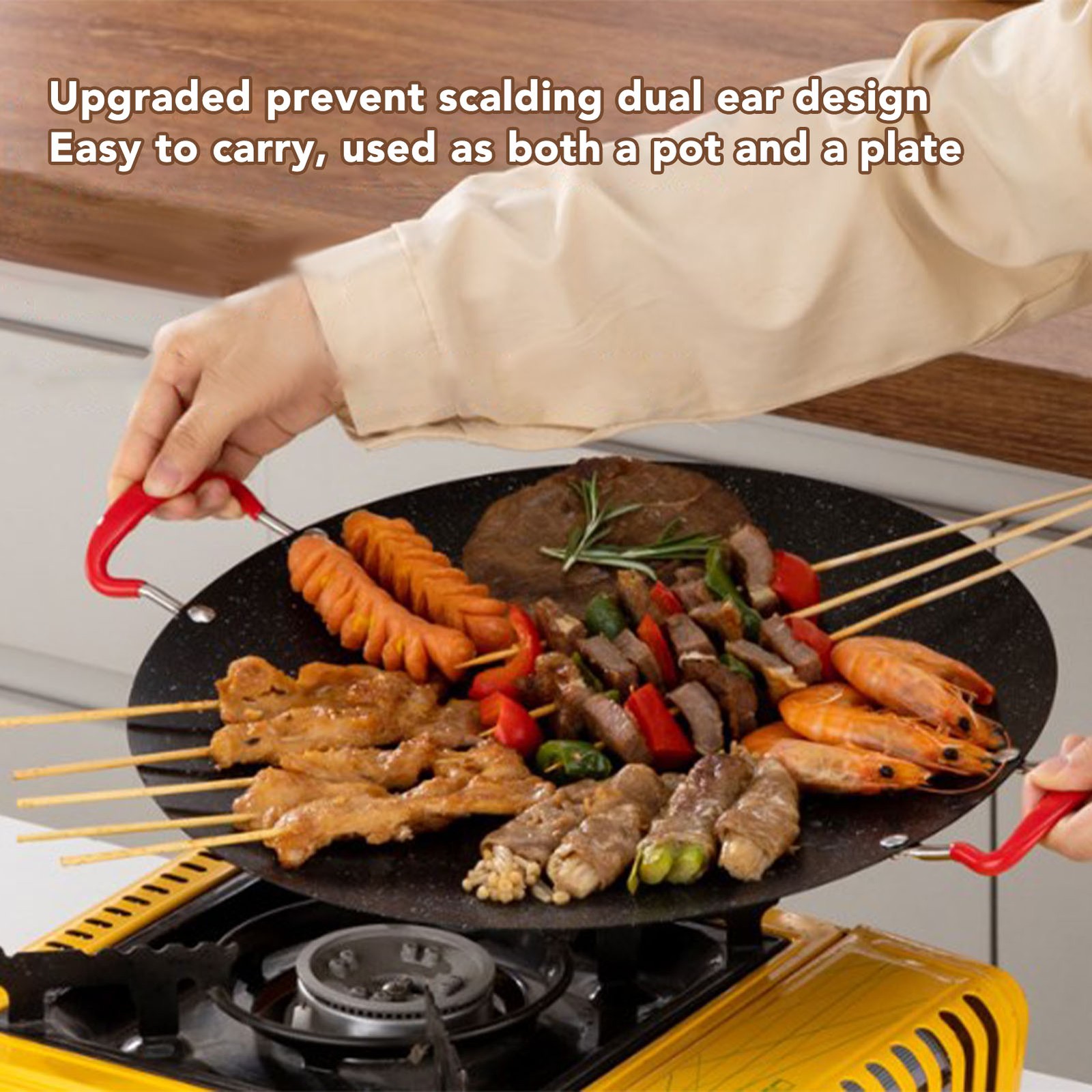 Portable BBQ Grill Flat Pan Lightweight Ideal For Outdoor Use Iron Recommended
