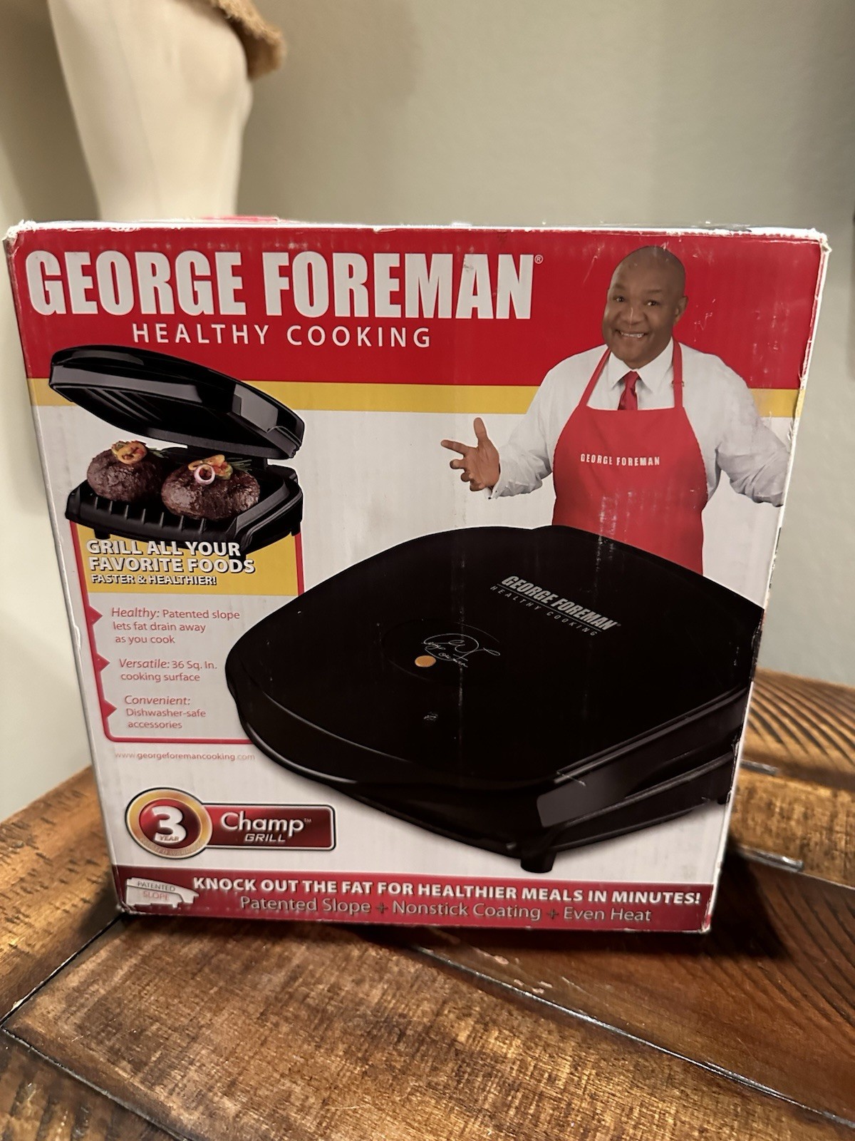 GEORGE FOREMAN Healthy Cooking Champ Grill Machine-GR10B-Brand New IN BOX