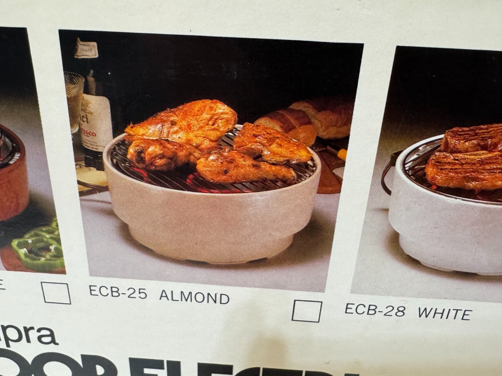 NEW Vintage CONTEMPRA Electric Indoor Smokeless Counter-Top Grill ECB-25, Almond