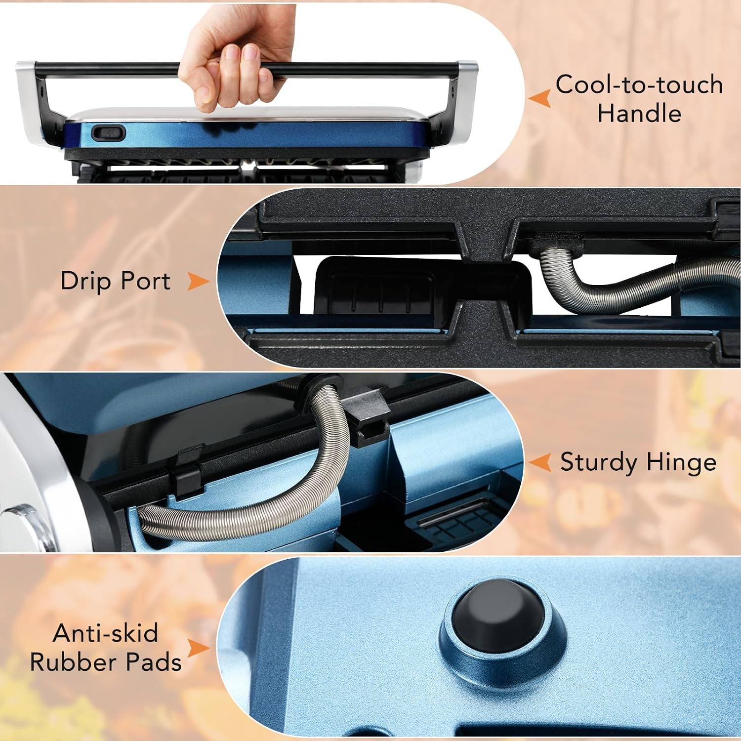 Panini Press 1200W Sandwich Maker W/ LED Touch Panel Non-Stick Coated Plates &