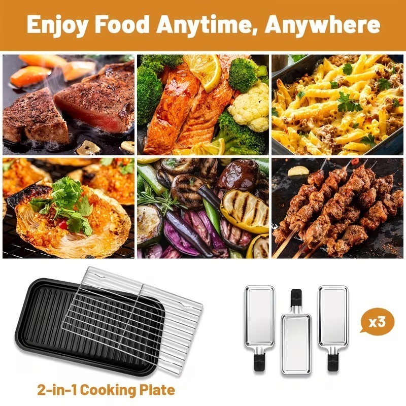 1700W Electric Indoor Griddle, Large Nonstick Cooking Plate, Smokeless BBQ Grill