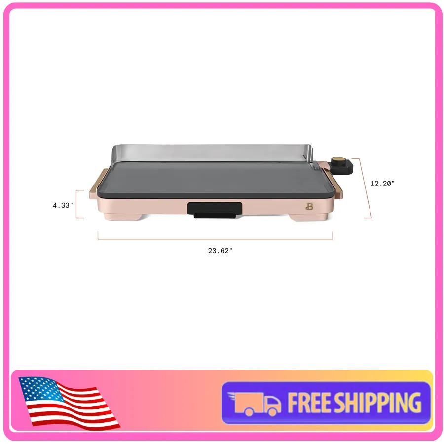 Beautiful Drew Barrymore 12×22 XL Electric Griddle Ceramic Nonstick Rose Gold