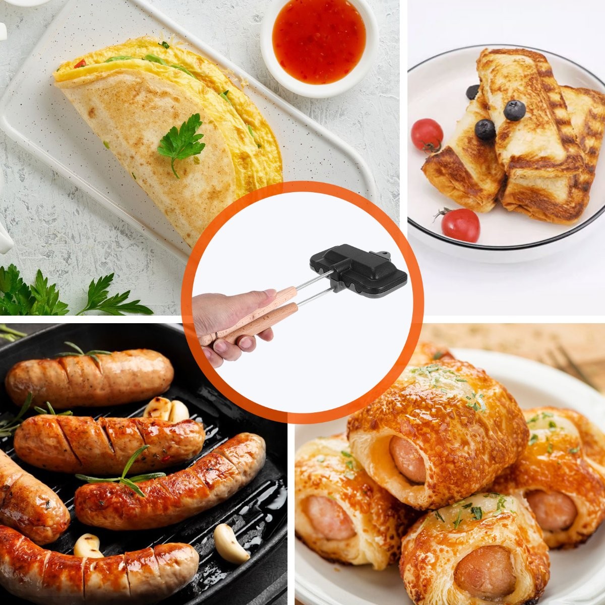 -Sided Sandwich Baking Pan Cheese Maker Sandwich Maker Flip Pan O3L66568