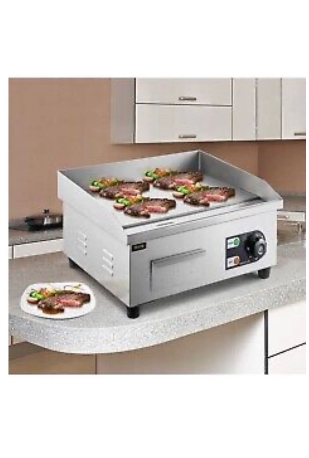 Electric Griddle Flat Top Grill 1500W 14″ Hot Plate BBQ Countertop Commercial