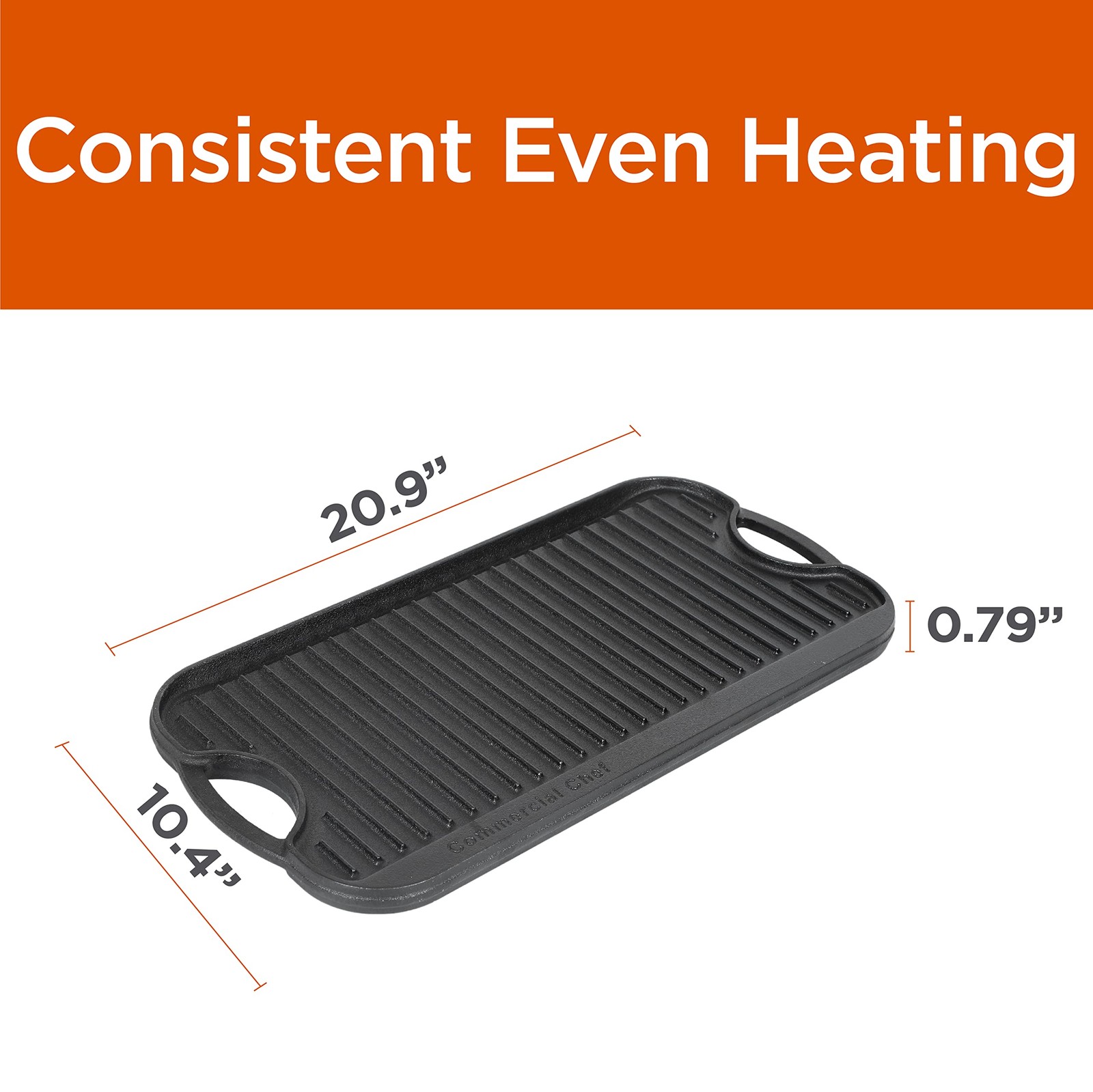 Commercial Chef Reversible Grill Top Griddle Cast Iron CHFLRGG5