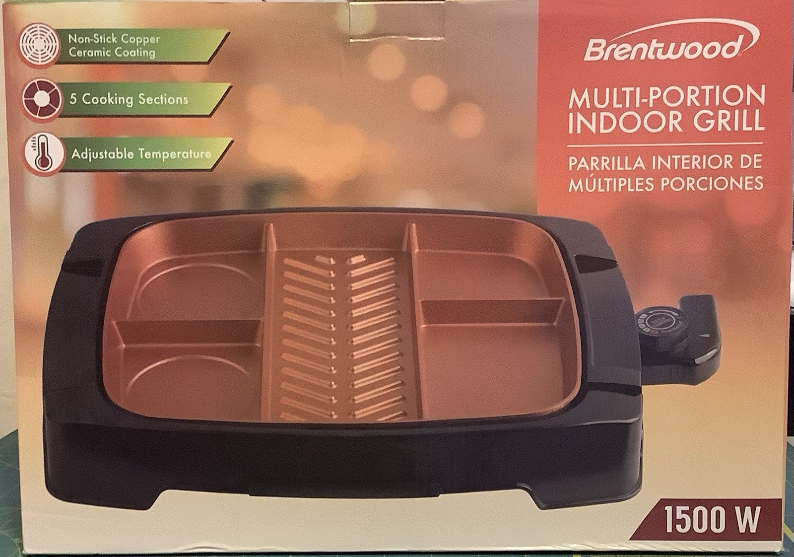 BRENTWOOD TS825 Electric Multi Portion Non-stick Flameless INDOOR BARBECUE GRILL