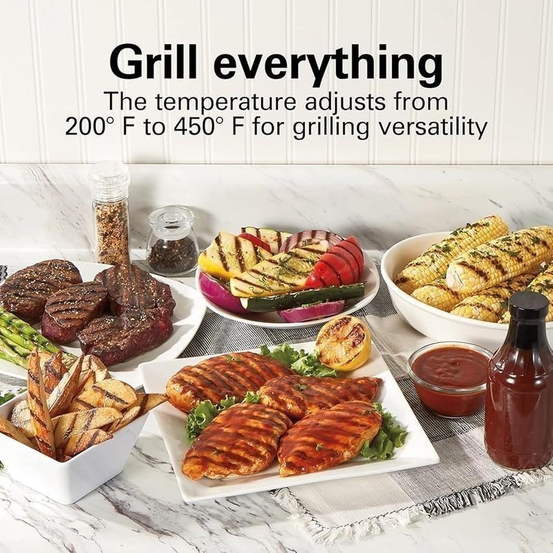 Electric Indoor Searing Grill with Viewing Window Adjustable Temperature Control