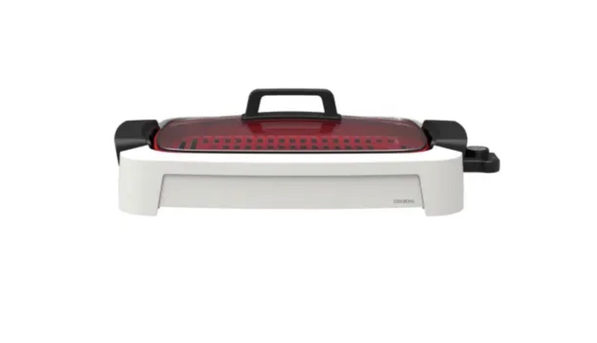 CRUXGG SMOKELESS 2-IN-1 INDOOR CERAMIC NONSTICK GRILL & GRIDDLE WHITE NEW