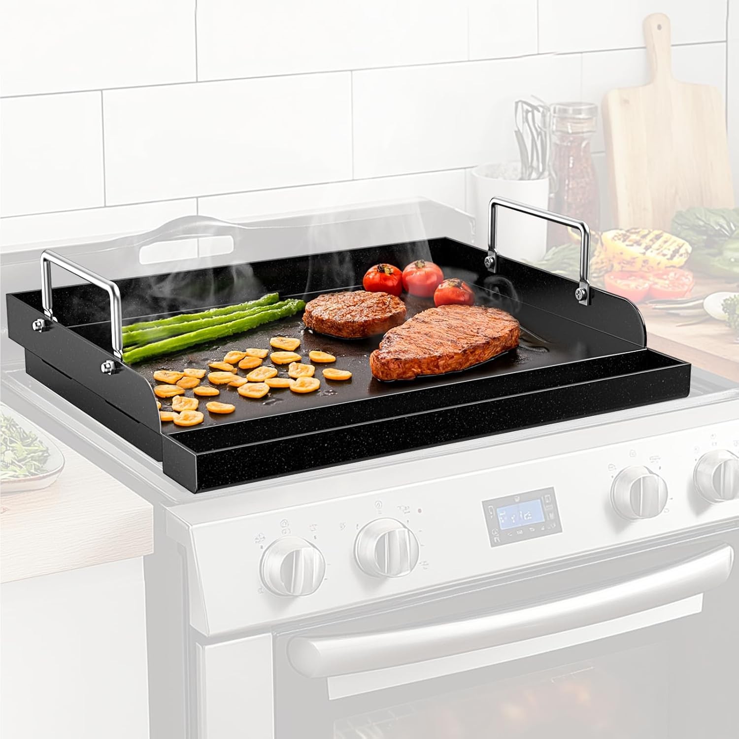 17 x 13 Inch Cast Iron NanoCeramic Griddle for Gas Grills | Pre-seasoned flat-