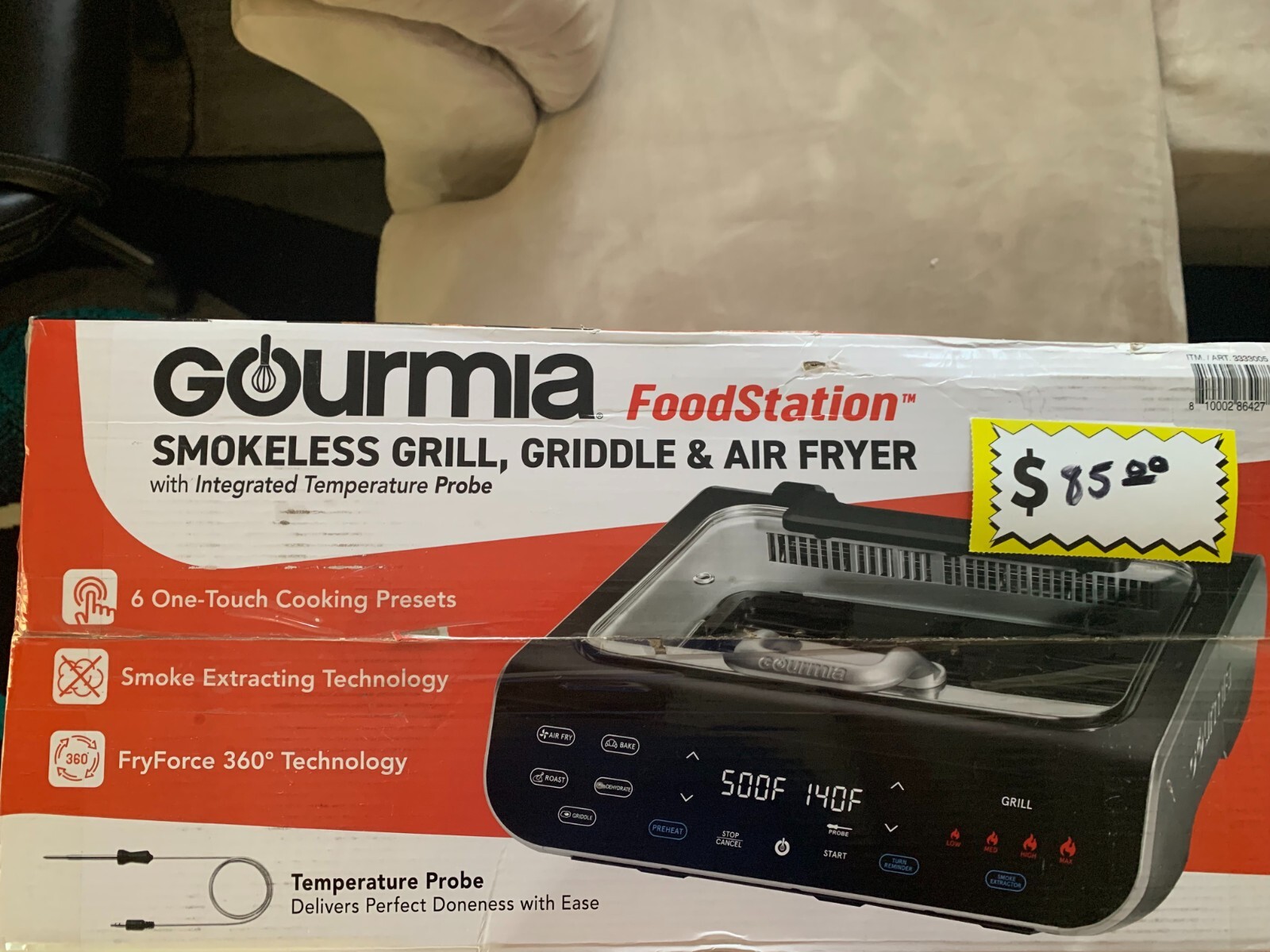Gourmia FoodStation Smokeless Grill, Griddle & Air Fryer GGA2180