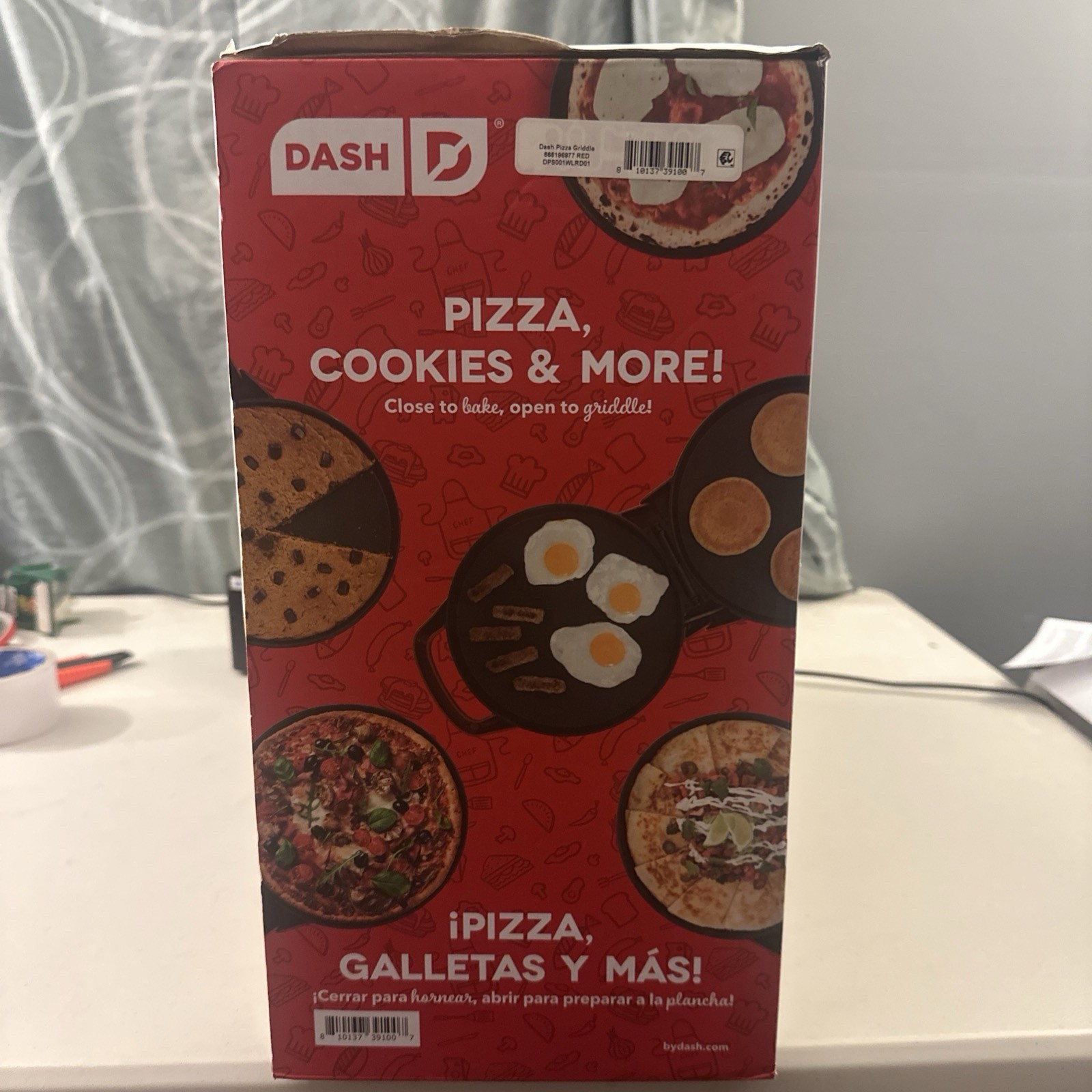 Dash 12″ Pizza Maker and 180 Griddle Dual Cooking Surfaces, Nonstick 450°F Heat