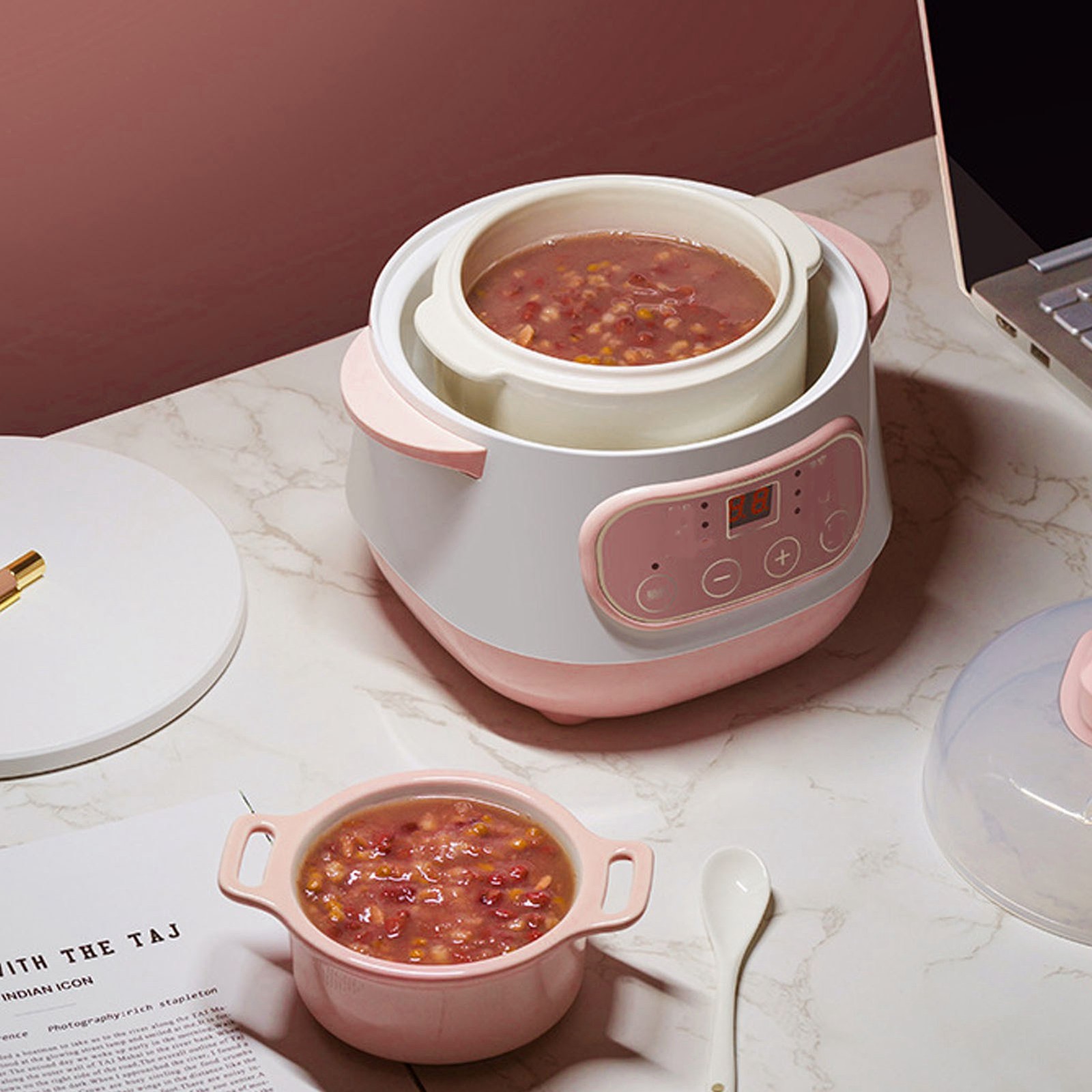 Electric Stew Pot 1L 200W Anti Dry Burn Safe Intelligent Electric Ceramic Cooker