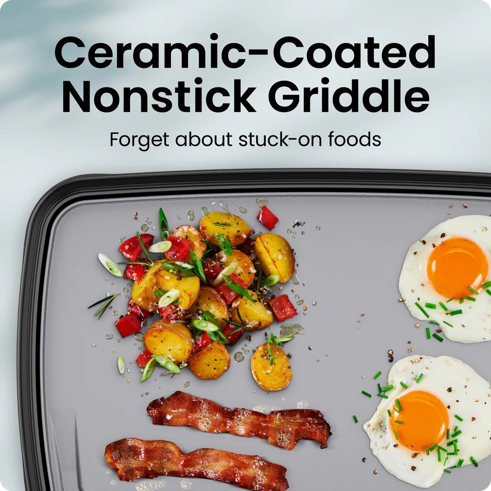 Chefman RJ23-SM-GREY-WM All-Purpose 10″x 16″ Nonstick Griddle – Grey (Open Box)