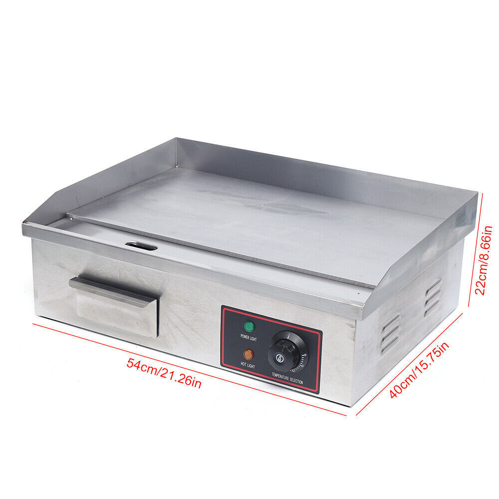 1600W 22″ Commercial Electric Griddle Flat Top Grill Hot Plate BBQ Countertop