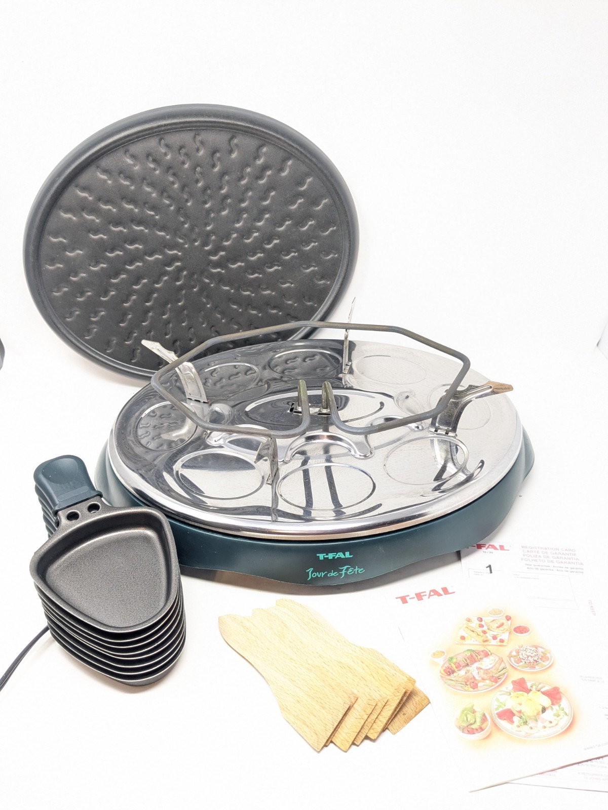 Rare T-Fal Tour De Fete Gourmet Raclette Grill 8 Tray Dinner Party Made n France