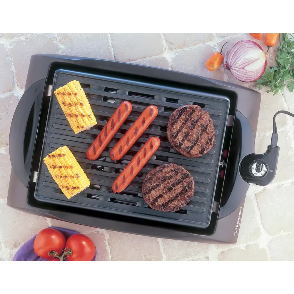 112 Sq. In. Brown Non-Stick Indoor Grill with Temperature Control