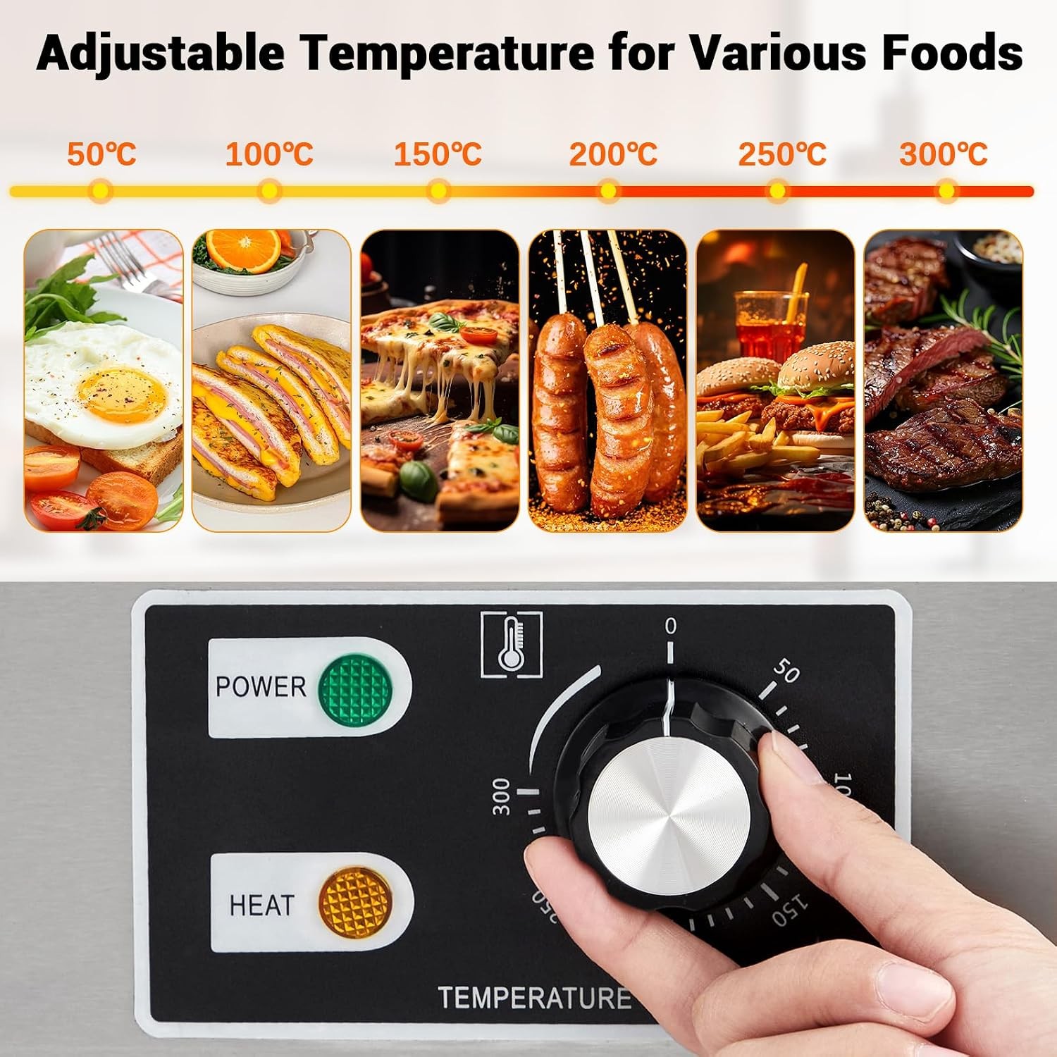 Commercial Electric Griddle 14 Inch – 1500W Stainless Steel Non-Stick Flat Top