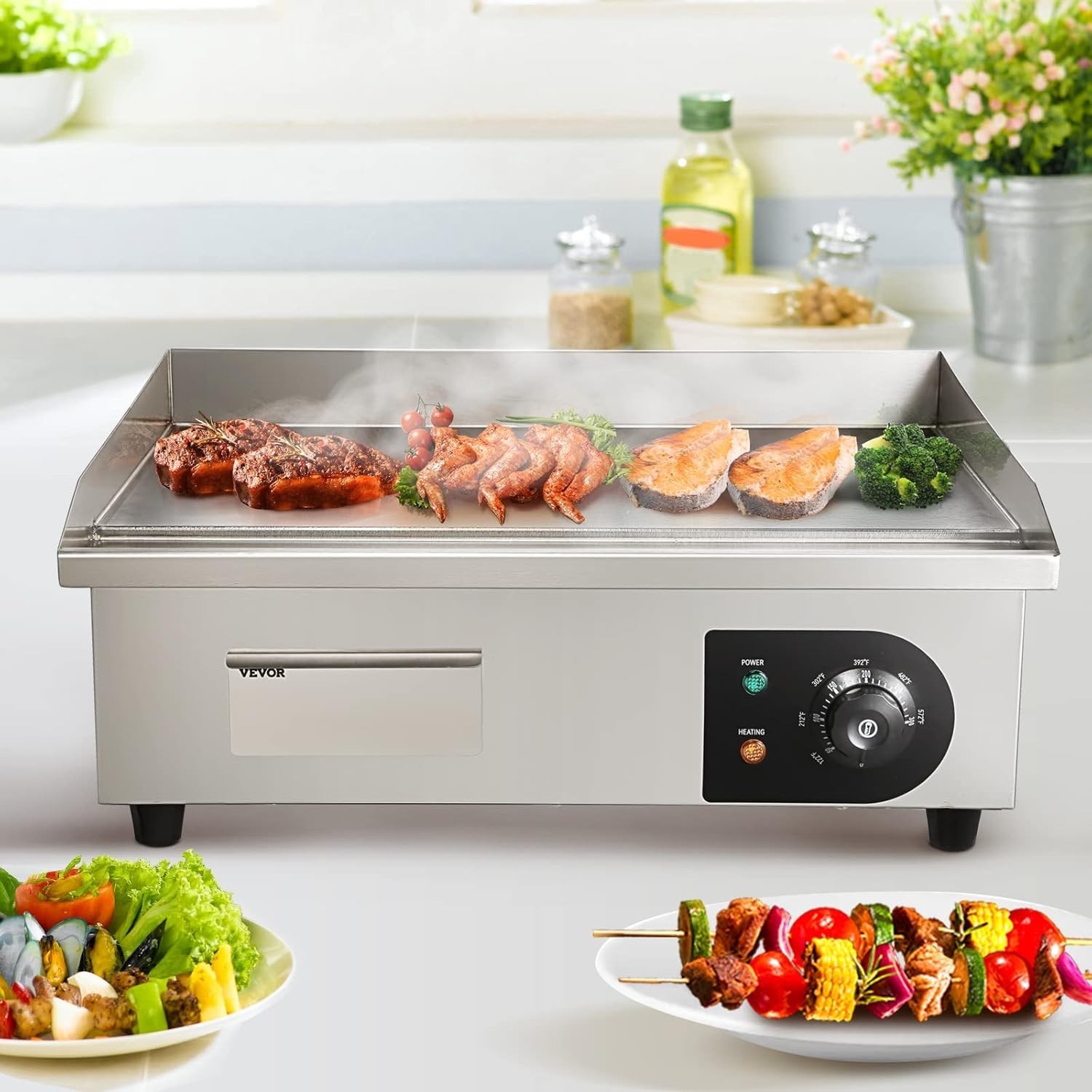 Versatile 22″ Flat Top Griddle, Includes 2 Shovels & Brushes – Easy Clean!