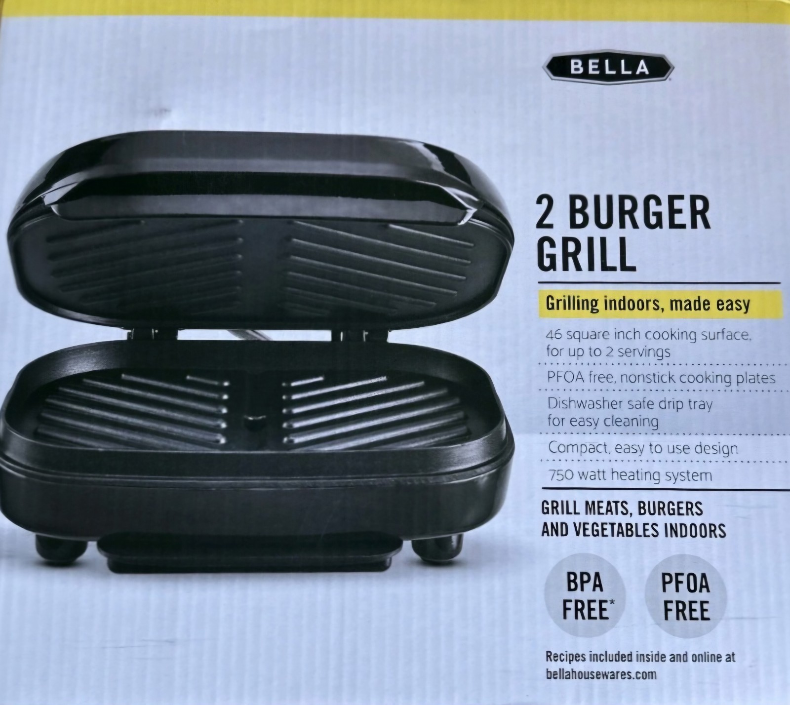 New Bella 2 Burger Electric Grill 17171