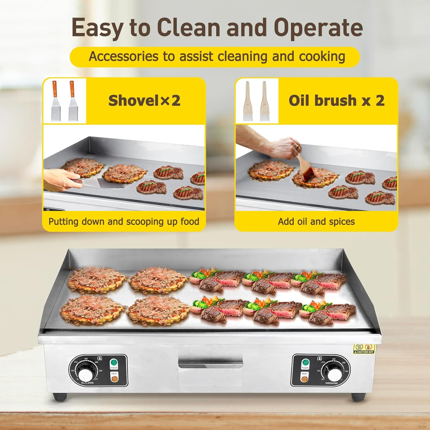 Professional Commercial Electric Griddle – 30-Inch 3000W Stainless Steel Flat To