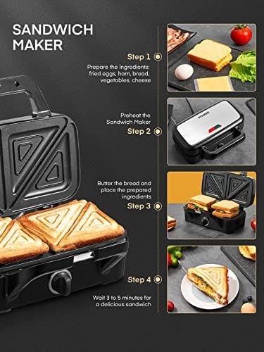 FOHERE Waffle Maker 3 in 1 with Removable Non-Stick Plates, 1200W | Sandwich …