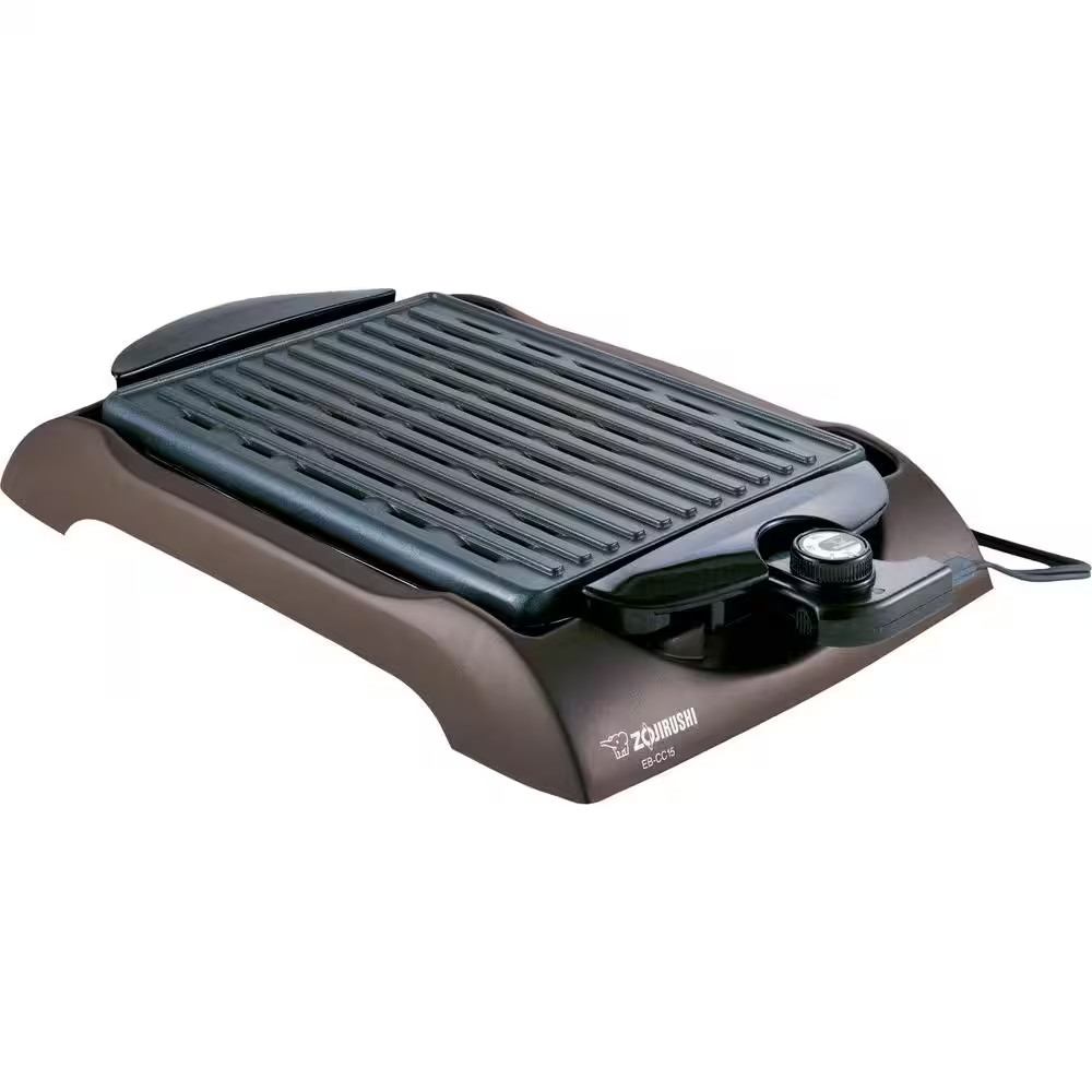 112 Sq. In. Brown Non-Stick Indoor Grill with Temperature Control