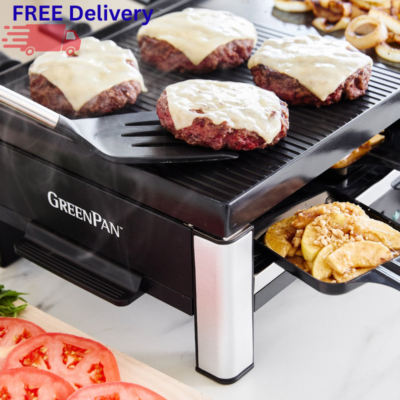 GreenPan Ultimate Gourmet Electric Grill Griddle Raclette Ceramic Plate Tabletop